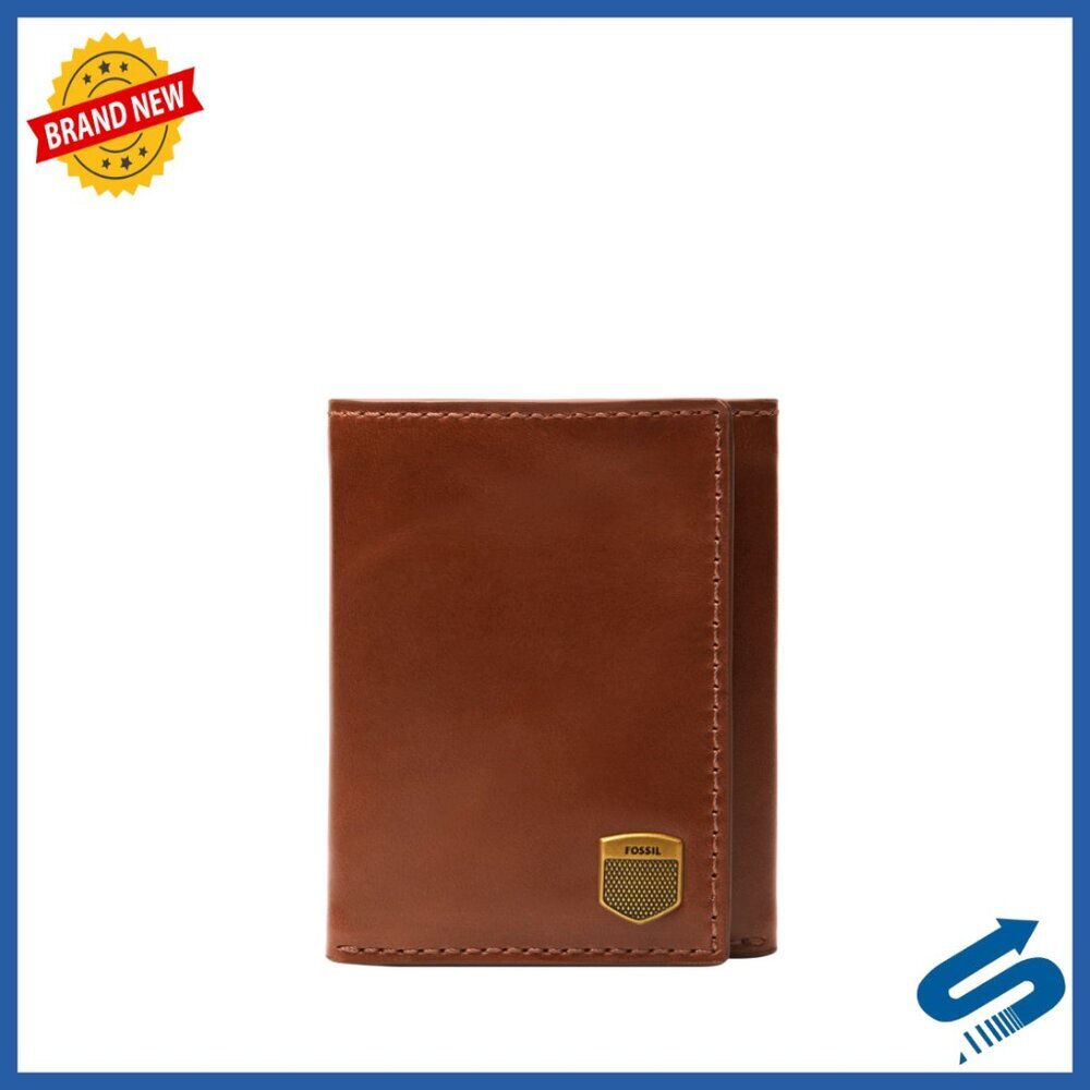 Genuine Leather Trifold Wallet with 8 Pockets and ID Window